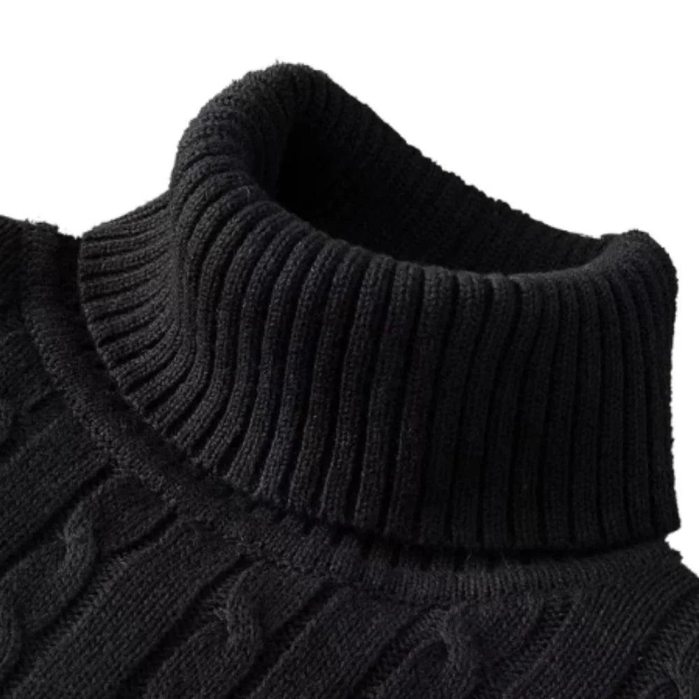 New Men's Turtleneck Sweater Solid Color High Neck Pullover Knitted
