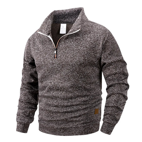 Autumn Men's Stand Collar Pullovers Slim Fit Warm Solid Color Half