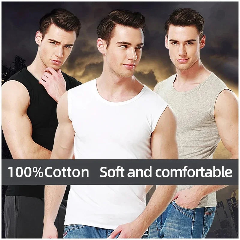 Men's four seasons tight cotton vest leisure sports fitness running