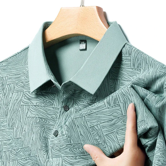 2024 Summer New Men's Business Print Short Sleeved POLO Shirt