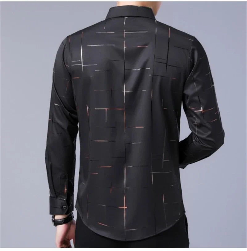 Men's Casual and Fashionable Long Sleeved Printed Shirt, Non Ironing