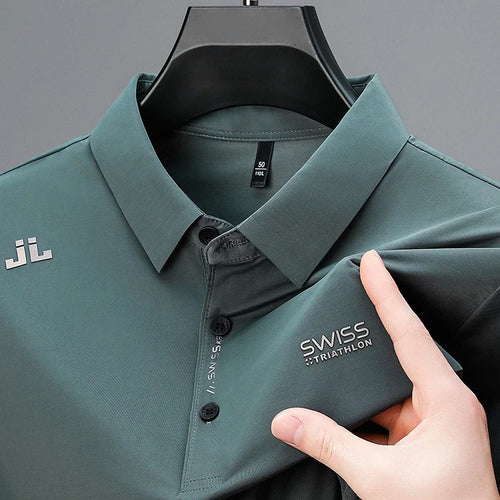 New Men's Business Casual Short Sleeved Shirt with Badge Solid Color