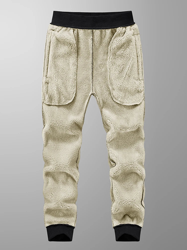 Winter Men's Sweatpants Thick Warm Fleece Joggers Sportswear Zip