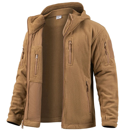Men's Tactical Fleece Jacket Winter Warm Full Zip Military Hoodies