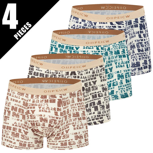 4 Pieces European and American Size MEN'S FASHION Printed Boxer