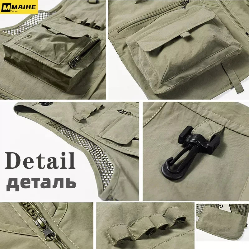 14 Pockets Summer New Men US Tactical Hiking Fishing Vest Mens