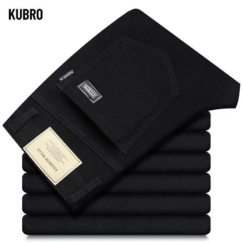 Fashion Loose Straight Business Casual Stretch Denim Pants Male Brand