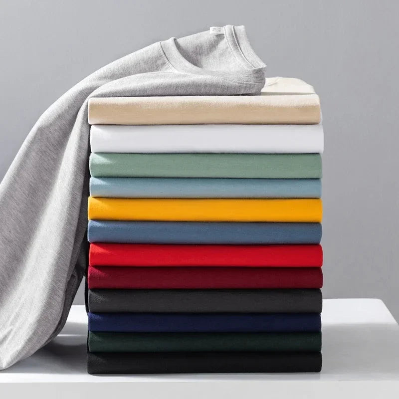 Men's Solid Color round Neck Long Sleeve T-Shirt Cotton Summer