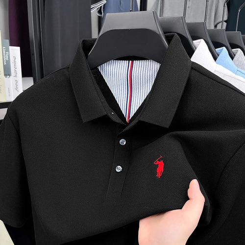 100% pure cotton high-end brand men's short sleeve polo shirt summer