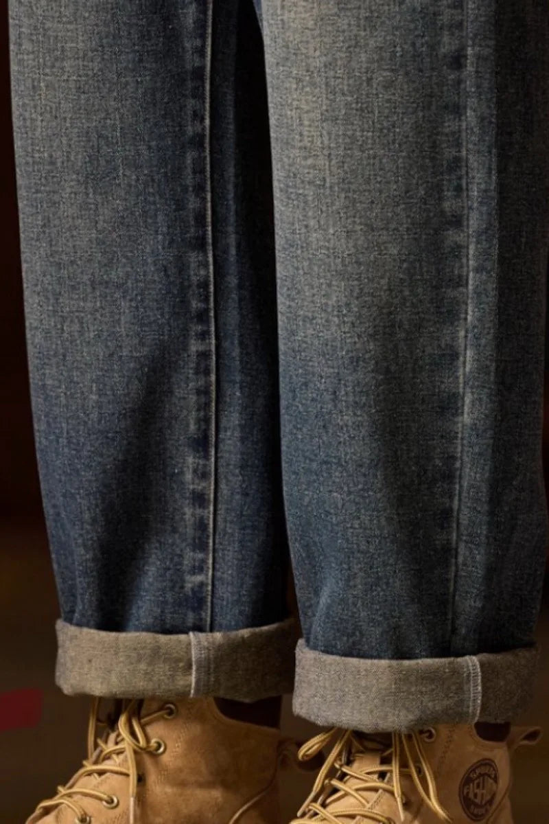 Mens Elastic Waist Jeans Relaxed Fit Men's Blue Jeans with Elastic