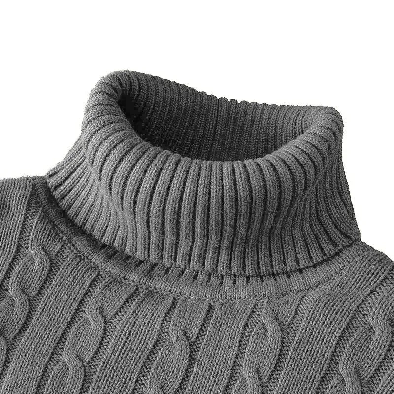 Outdoor Men's Long Sleeve Knitted Sweaters Slim Fit Turtleneck Sweater
