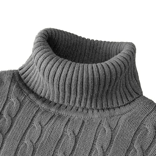 Outdoor Men's Long Sleeve Knitted Sweaters Slim Fit Turtleneck Sweater