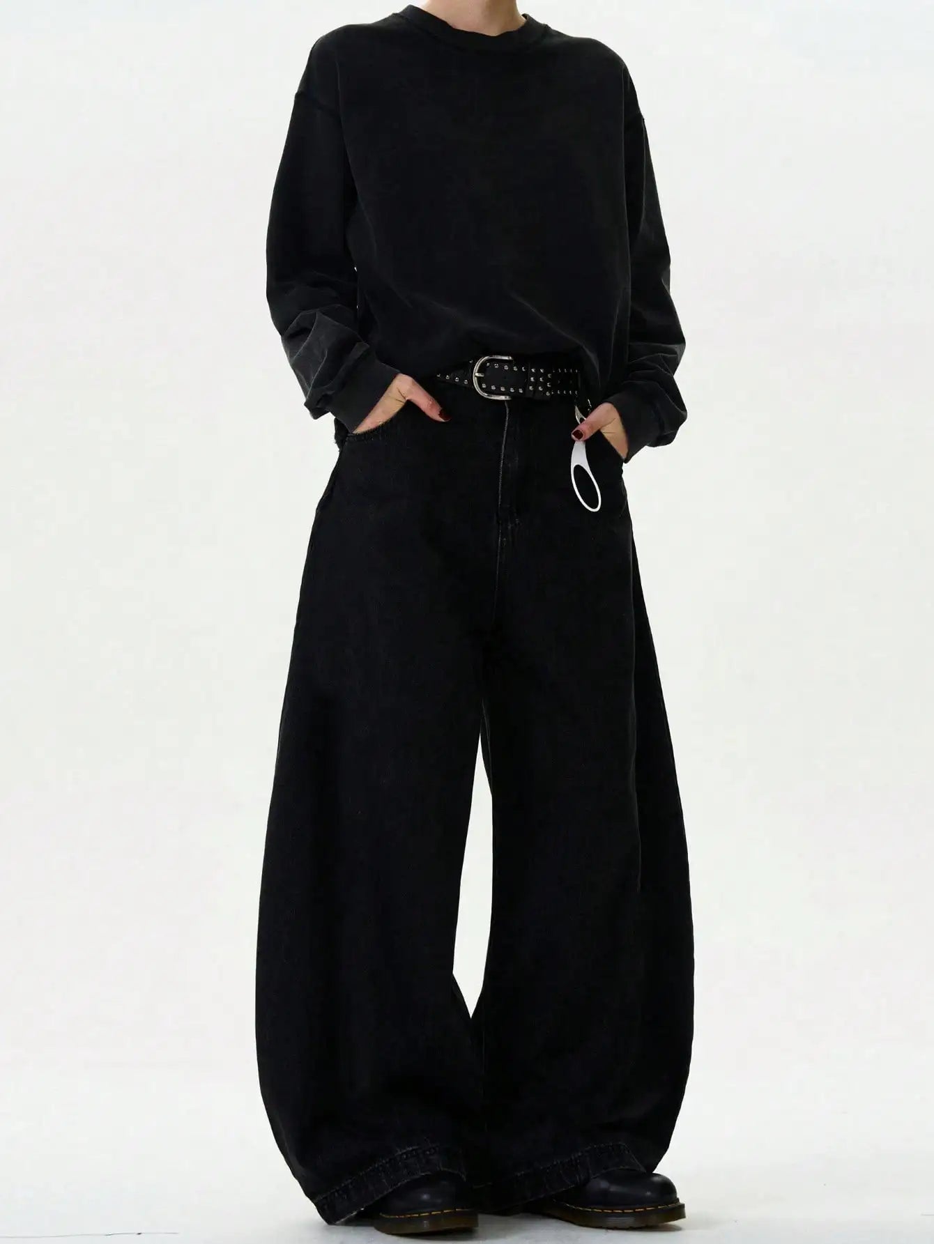 High Streets Spring Summer Men's Jeans American Baggy Wide Leg Curved