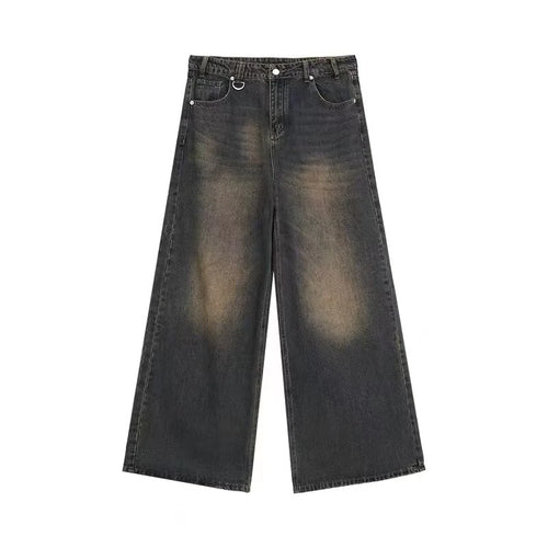 Summer Men Baggy Jeans Unisex Vintage American Style Straight Wide Leg