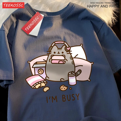 Sorry I'M Busy Cat Playing Games With Headphones Man T Shirt High