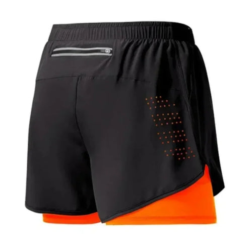 Men Fitness Built-in pocket sports Shorts Summer 2 In 1 Quick Dry Gym