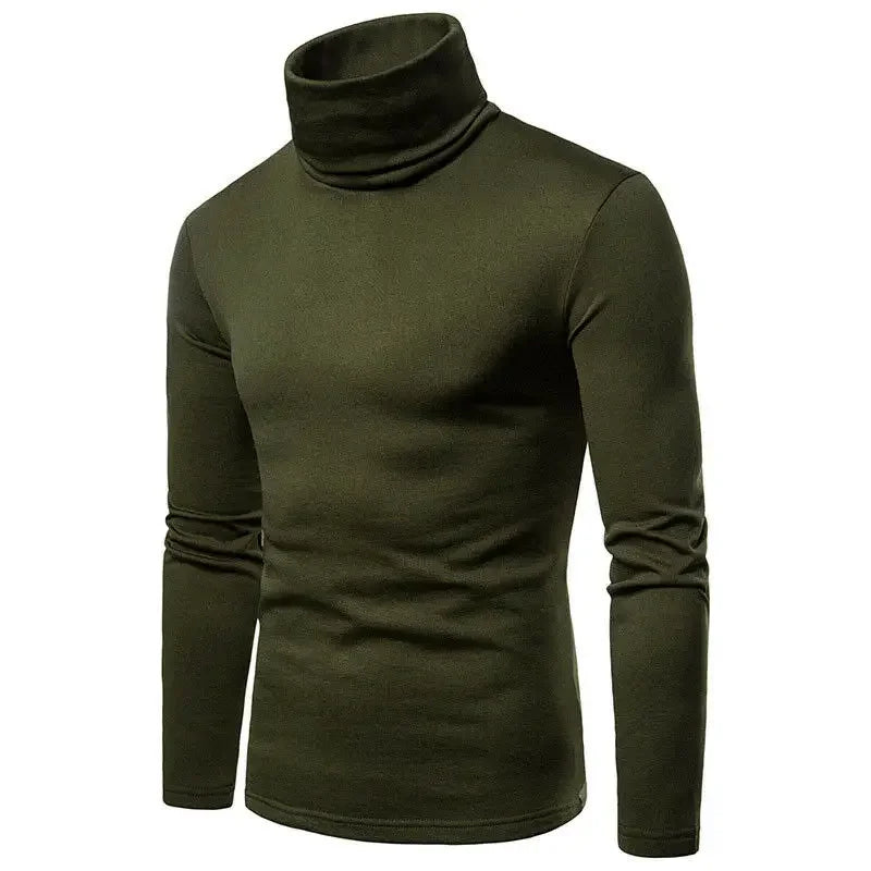 Autumn Winter Mens Turtleneck Sweaters Casual Thermal Long Sleeve Slim