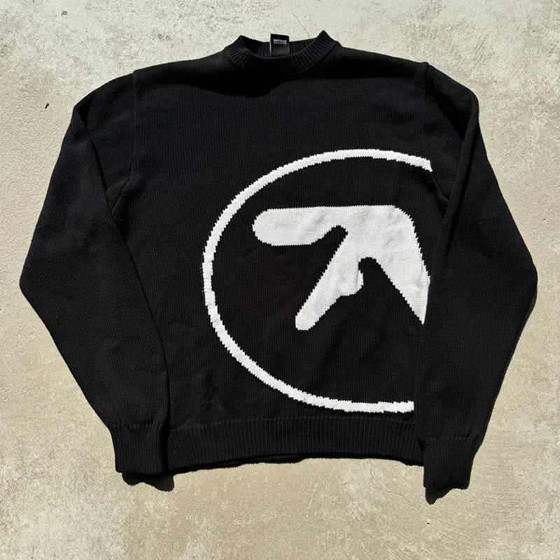 Men's Sweater Aphex Twin Knit Winter Oversized Vintage Long Sleeve