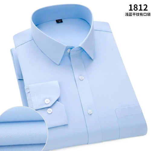 Men's long-sleeved shirt business casual solid color striped plaid