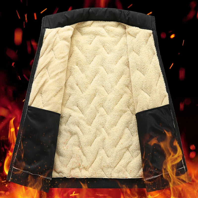 2025 New Men's Plus Size  Jacket Imitation Wool Stand Collar Winter