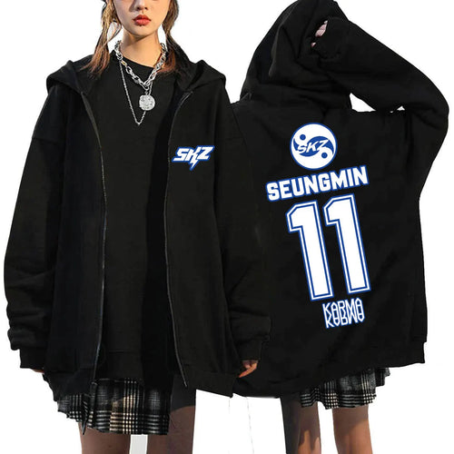 2025 Men's & Women's KPOP KARMA Print Zip-Up Hoodie Fashion Casual