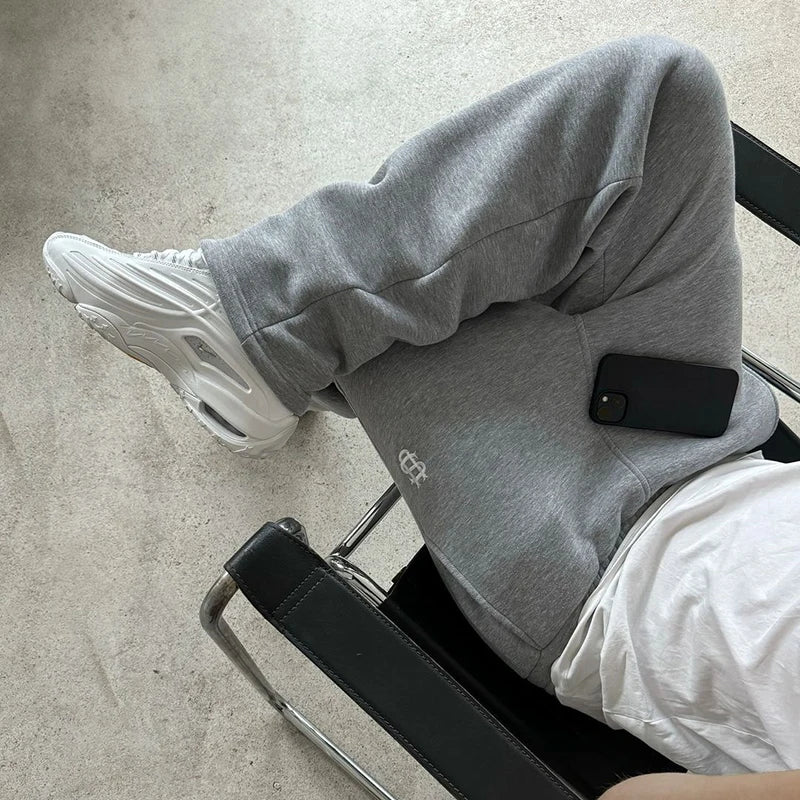 Autumn Drawstring Zipper Sweatpants Solid Color Casual High Street