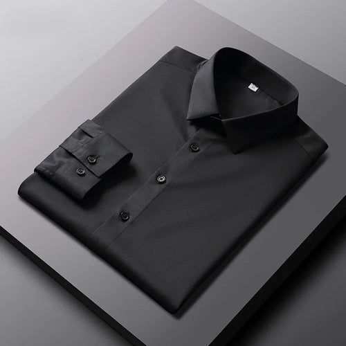 Men's Casual and Fashionable Long Sleeved Solid Color Shirt Non