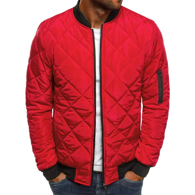Winter New Cotton Jacket Men's Baseball Collar Mesh Pressed