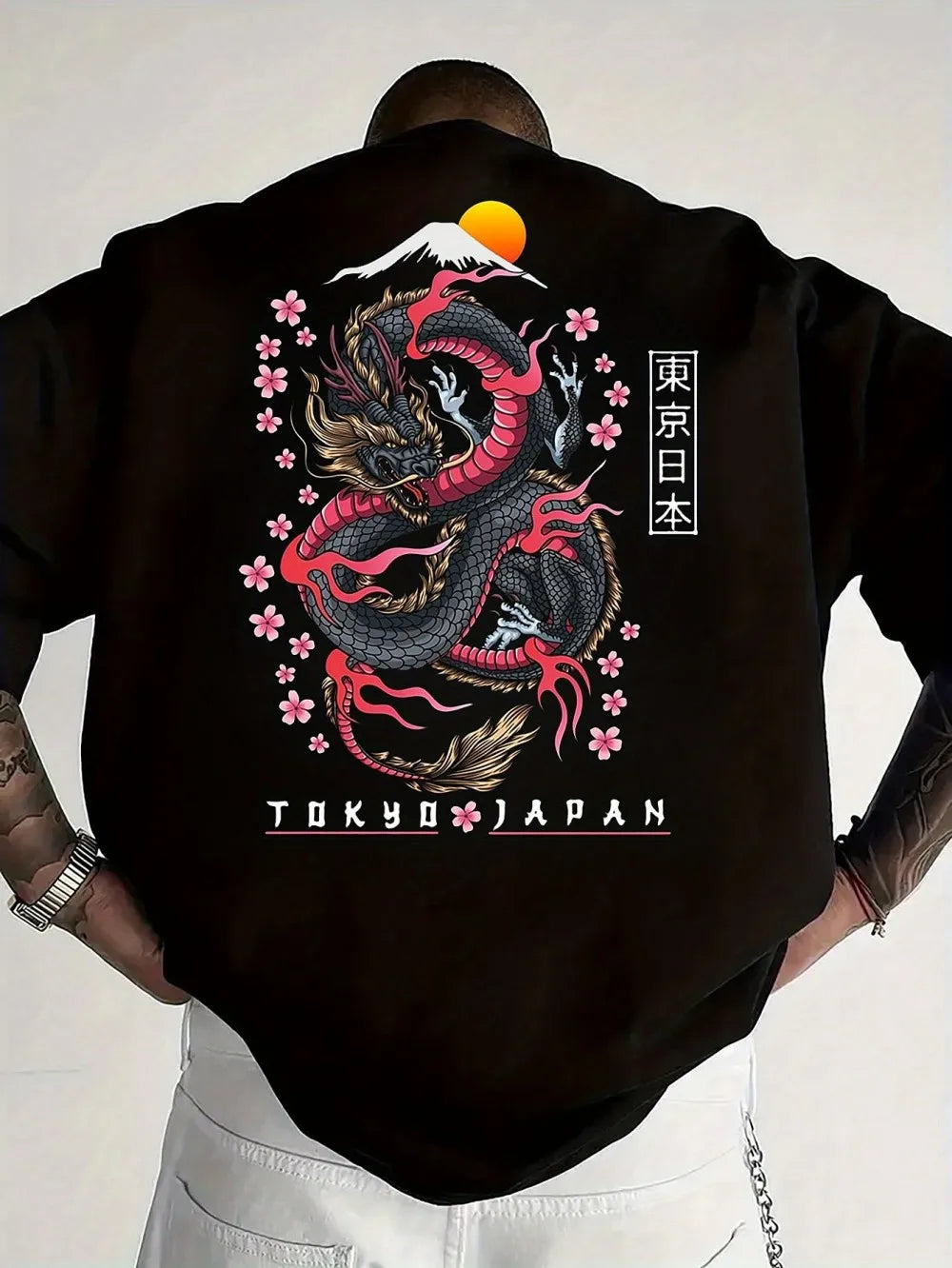 Fashionable men's summer new dragon print flower comfortable