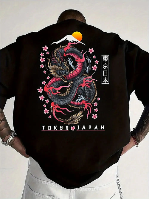 Fashionable men's summer new dragon print flower comfortable