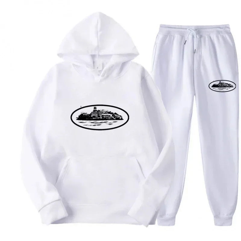 NICE Loose Unisex Fleece-lined Printed Sweatshirt Hoodie Set Devil
