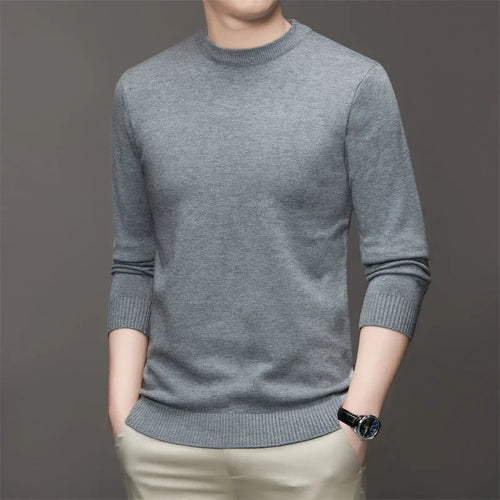 7 Colour Men's Round Neck Long Sleeved Solid Color Sweater Soft Warm
