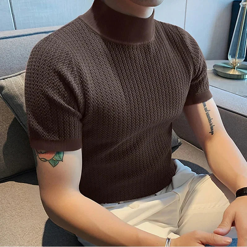 Summer new casual simple knitted base shirt European and American