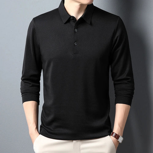 Men's Business Casual Polo Long Sleeve T-shirt Summer Comfortable
