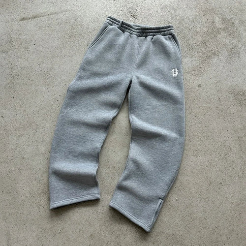 Autumn Drawstring Zipper Sweatpants Solid Color Casual High Street