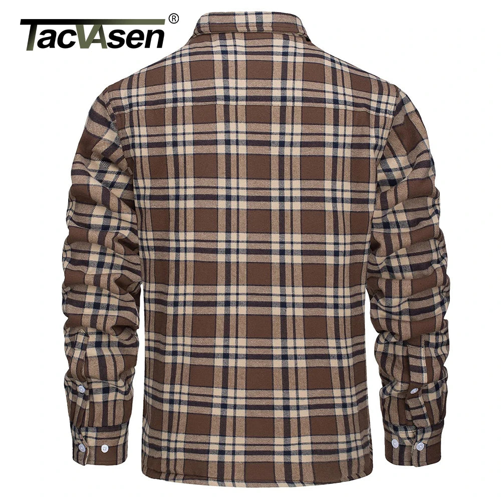 TACVASEN Men's Plaid Flannel Jacket Sherpa Fleece Lined Warm Winter