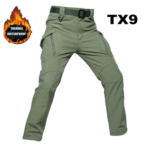 Men's City Cargo Autumn Winter Fleece Softshell Hiking Pants Fishing