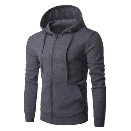 Men's Fashion Fleece Zipper Sweatshirt Loose Casual Hoodie for Spring