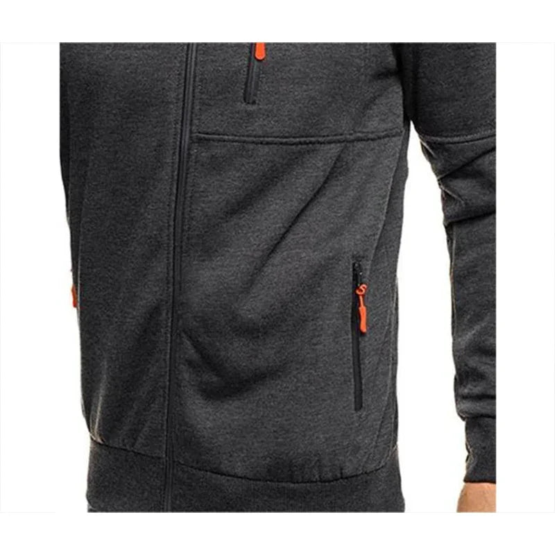 Solid color men's hooded jacket Casual long-sleeved hoodie Zipper Gym