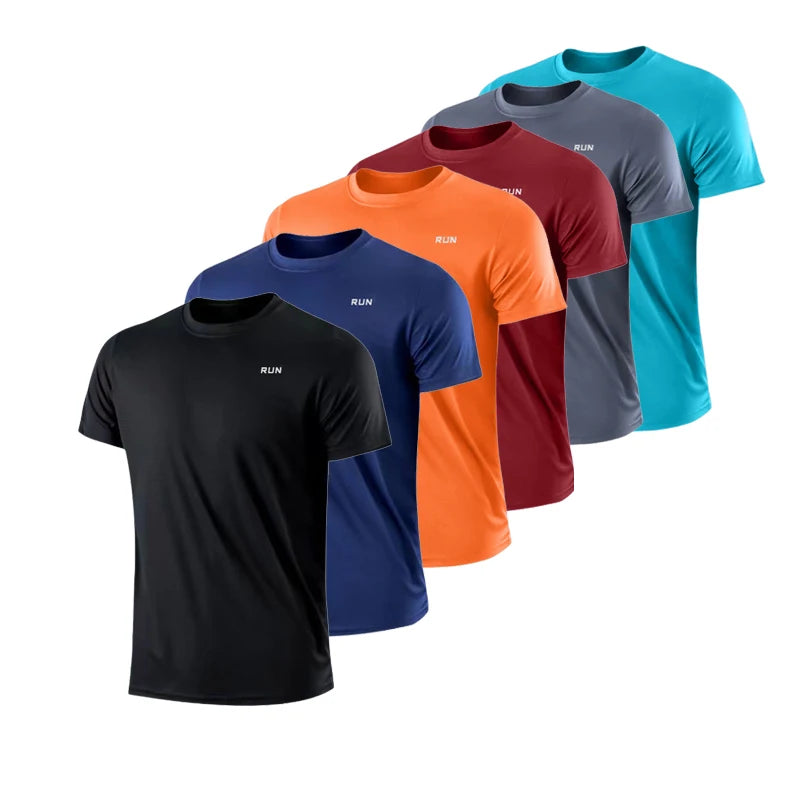 Summer Ice Silk Short Sleeve T-Shirt Men New Quick Dry Breathable Air