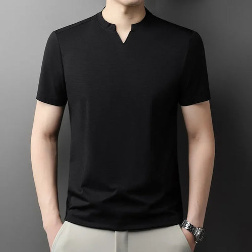 Korean Men's Casual and Fashionable Small V-neck Solid Color Short