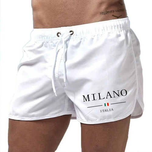 2025 Summer Men's Beach Shorts Urban Print Beach Trunks Jogging Casual