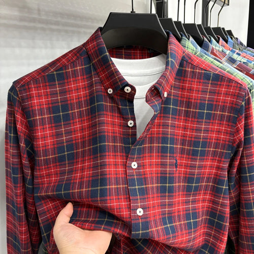 Luxury Brand Embroidery 100% Cotton Long Sleeved Shirt Men's New Shirt