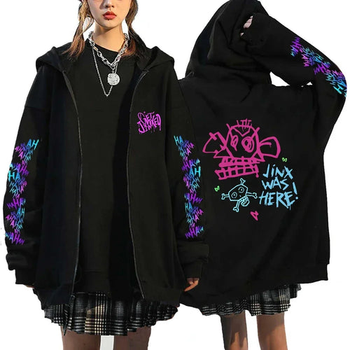 Arcane-Jinx Zipper Hoodie Monkey Graffiti Zip Up Jacket Men Women Game
