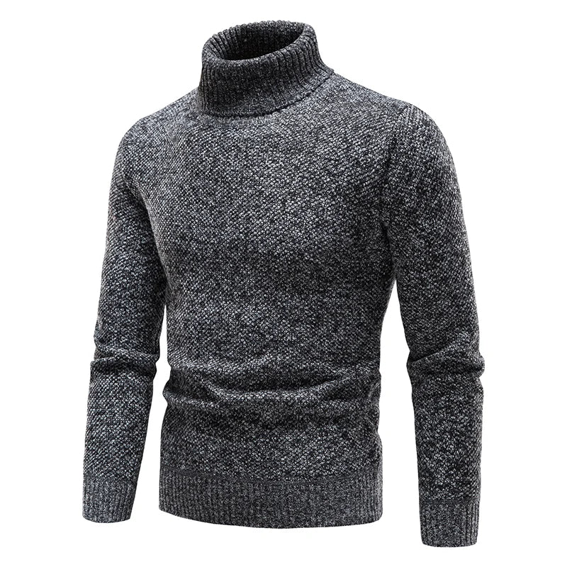 Autumn Winter Fleece Sweater Men Thicker Turtleneck Warm Pullover Slim
