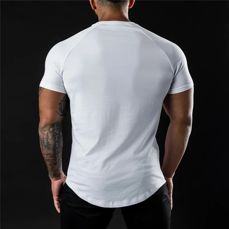 Cotton T-shirt Summer Men's Athleisure Workout short sleeve Muscle