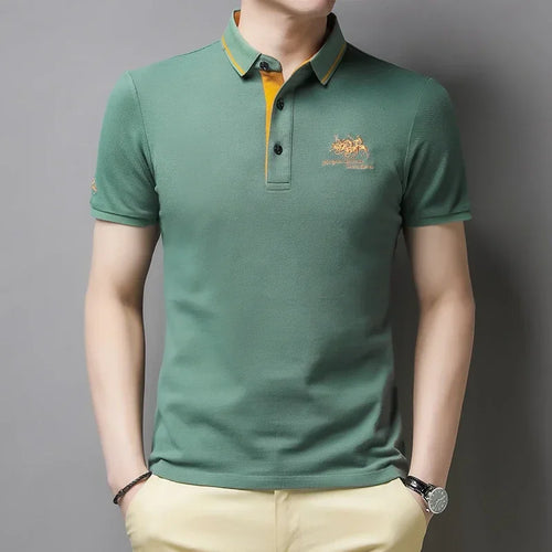 Men's Embroidered Casual Fashion Short Sleeved POLO Shirt Summer