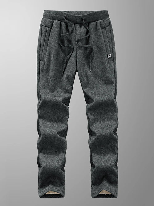 Winter Men's Sweatpants Thick Warm Fleece Joggers Sportswear Zip