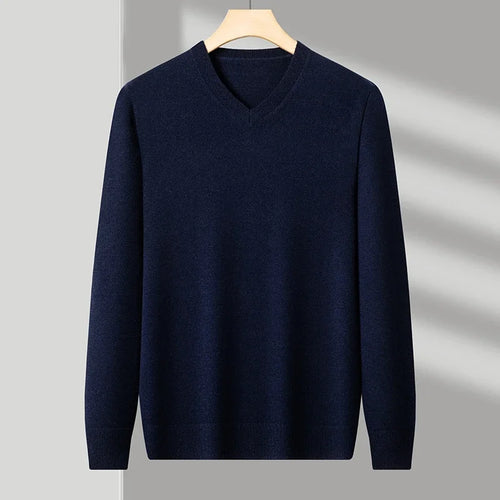 New Sweatwear Men's V Neck Basic Solid Color Sweaters Round Neck
