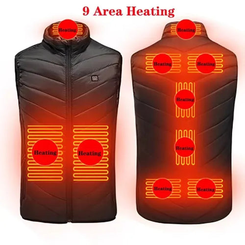 Men USB Infrared 17 Heating Areas Vest Jacket Men Winter Electric